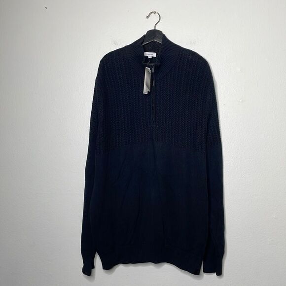 Calvin Klein Mens Size 2XL Multi-Textured Knit Sweater Black - Picture 5 of 13